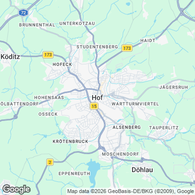 Karte von Hof und Umgebung
