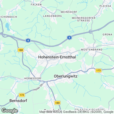 Karte von Hohenstein-Ernstthal und Umgebung