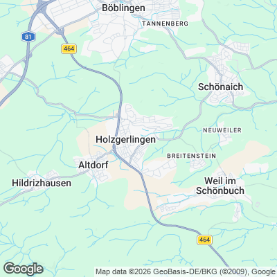 Karte von Holzgerlingen und Umgebung
