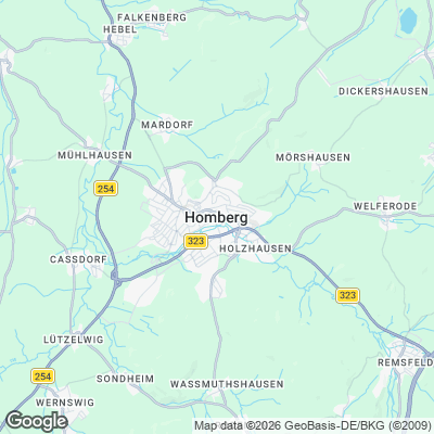 Karte von Homberg (Efze) und Umgebung