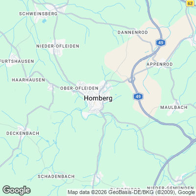 Karte von Homberg (Ohm) und Umgebung