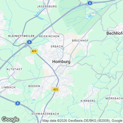 Karte von Homburg und Umgebung