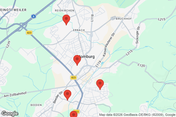 Karte mit Entrümpelungsaufträgen in Homburg