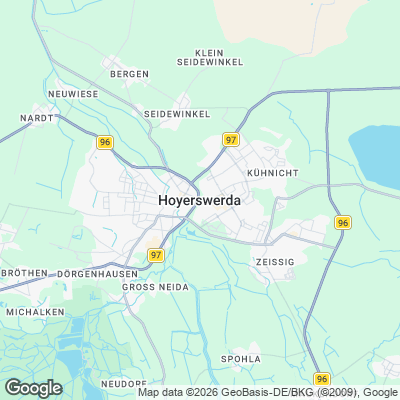 Karte von Hoyerswerda und Umgebung