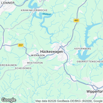 Karte von Hückeswagen und Umgebung