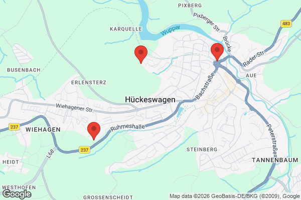 Karte mit Entrümpelungsaufträgen in Hückeswagen