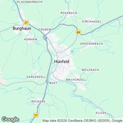 Karte von Hünfeld und Umgebung