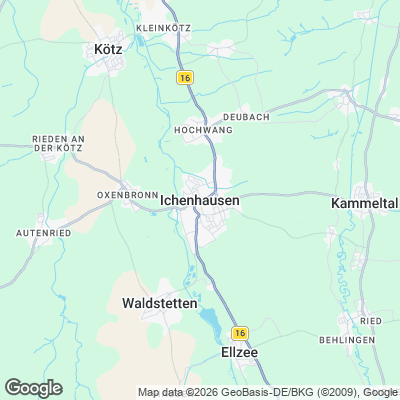 Karte von Ichenhausen und Umgebung