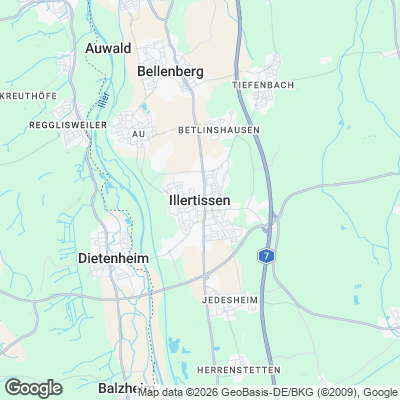 Karte von Illertissen und Umgebung