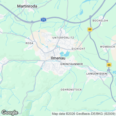 Karte von Ilmenau und Umgebung