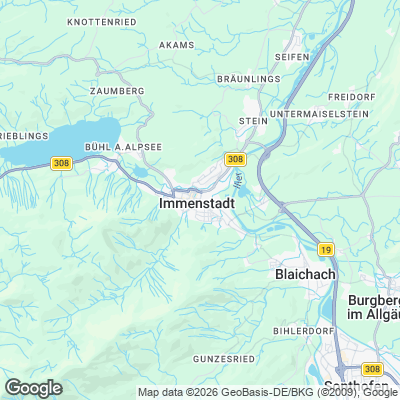 Karte von Immenstadt und Umgebung