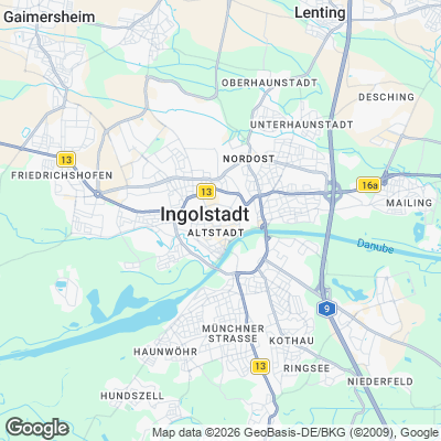 Karte von Ingolstadt und Umgebung