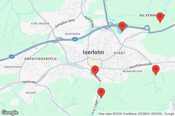 Karte mit Entrümpelungsaufträgen in Iserlohn