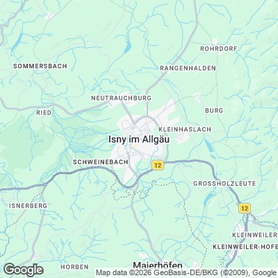 Karte von Isny im Allgäu und Umgebung