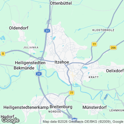 Karte von Itzehoe und Umgebung