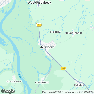Karte von Jerichow und Umgebung