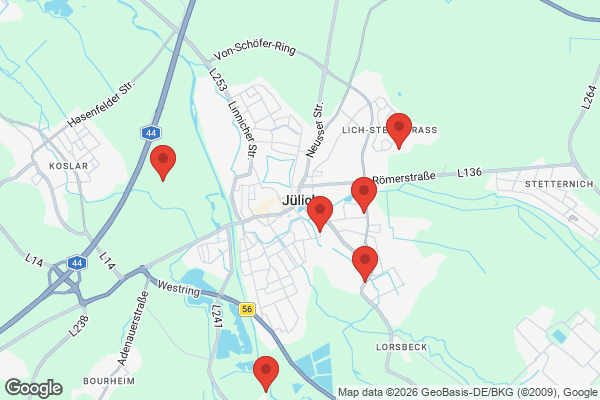 Karte mit Entrümpelungsaufträgen in Jülich