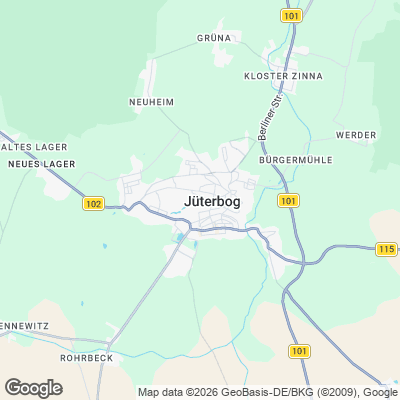 Karte von Jüterbog und Umgebung