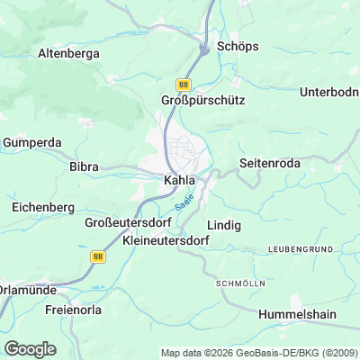 Karte von Kahla und Umgebung