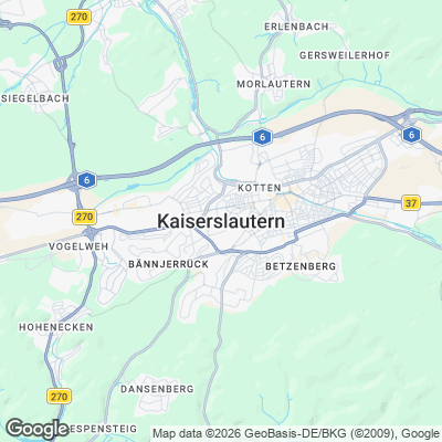 Karte von Kaiserslautern und Umgebung