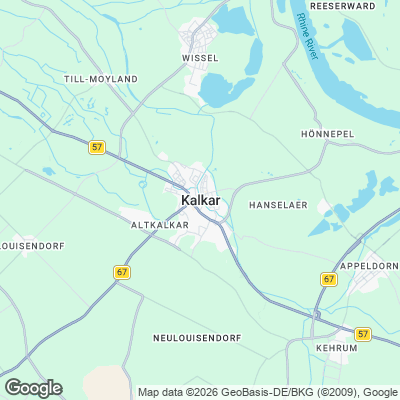 Karte von Kalkar und Umgebung