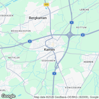 Karte von Kamen und Umgebung
