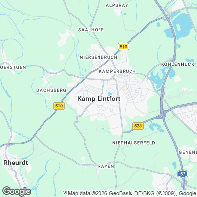 Karte von Kamp-Lintfort und Umgebung