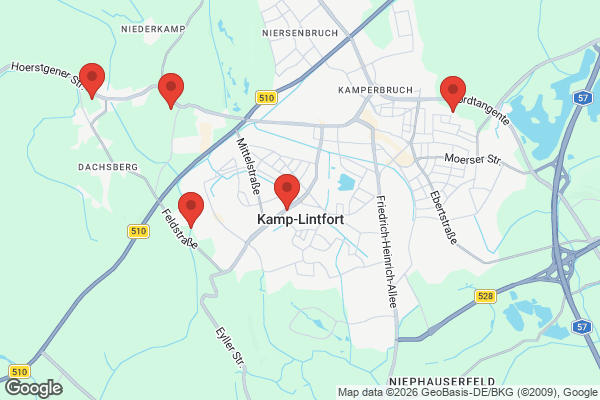 Karte mit Entrümpelungsaufträgen in Kamp-Lintfort
