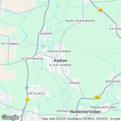 Karte von Karben und Umgebung