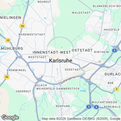 Karte von Karlsruhe und Umgebung
