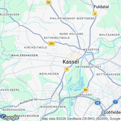 Karte von Kassel und Umgebung