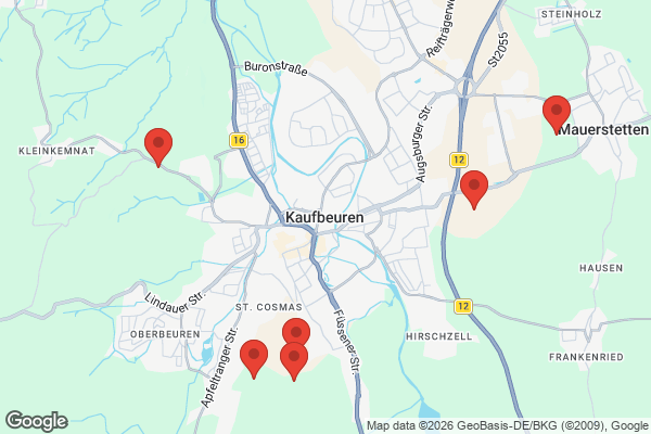 Karte mit Entrümpelungsaufträgen in Kaufbeuren