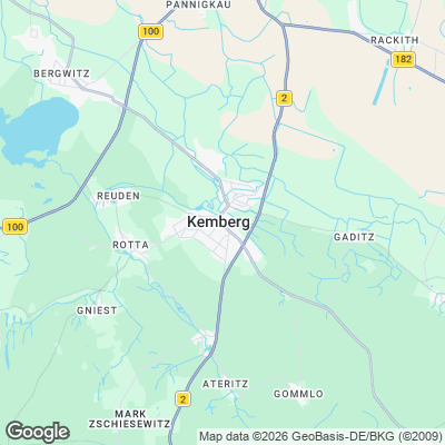 Karte von Kemberg und Umgebung