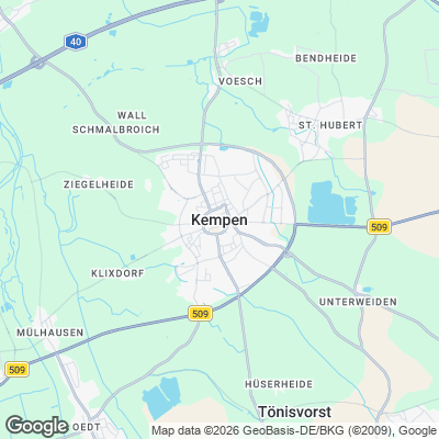 Karte von Kempen und Umgebung