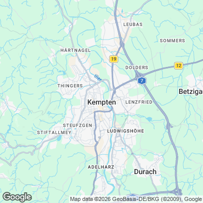 Karte von Kempten und Umgebung