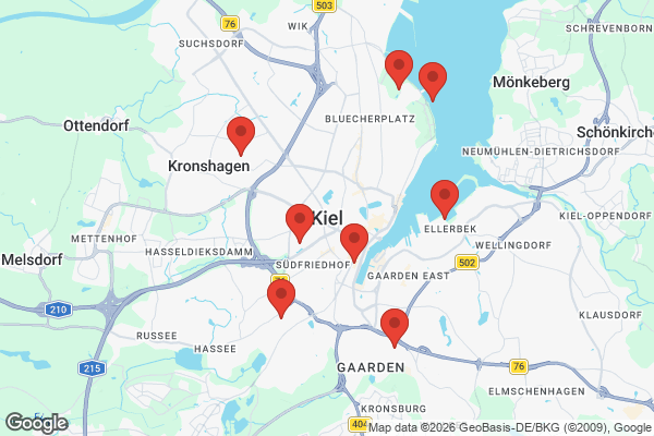 Karte mit Entrümpelungsaufträgen in Kiel