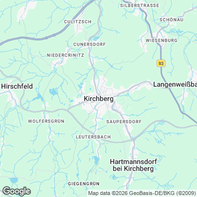 Karte von Kirchberg und Umgebung