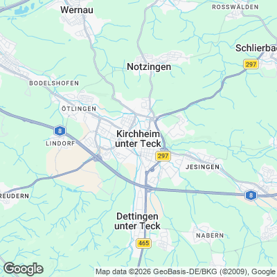 Karte von Kirchheim unter Teck und Umgebung