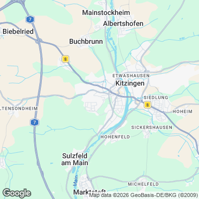 Karte von Kitzingen und Umgebung