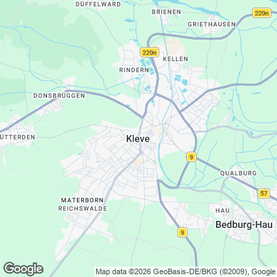 Karte von Kleve und Umgebung