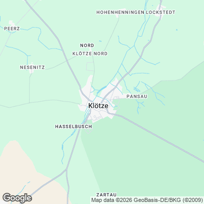 Karte von Klötze und Umgebung