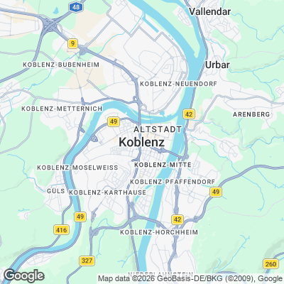 Karte von Koblenz und Umgebung