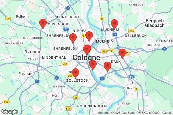 Karte mit Entrümpelungsaufträgen in Köln