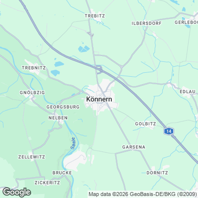 Karte von Könnern und Umgebung
