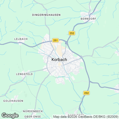 Karte von Korbach und Umgebung