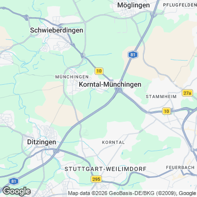 Karte von Korntal-Münchingen und Umgebung