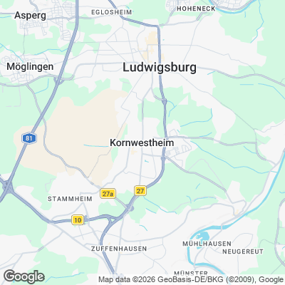 Karte von Kornwestheim und Umgebung