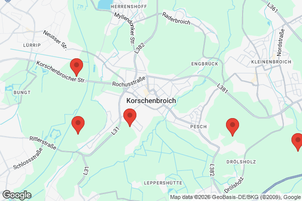 Karte mit Entrümpelungsaufträgen in Korschenbroich