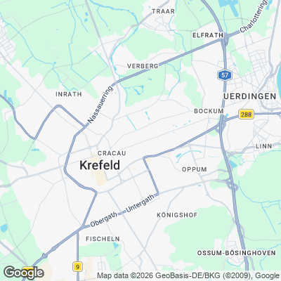 Karte von Krefeld und Umgebung