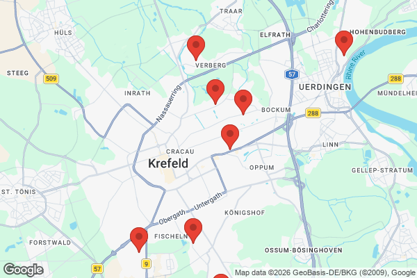 Karte mit Entrümpelungsaufträgen in Krefeld